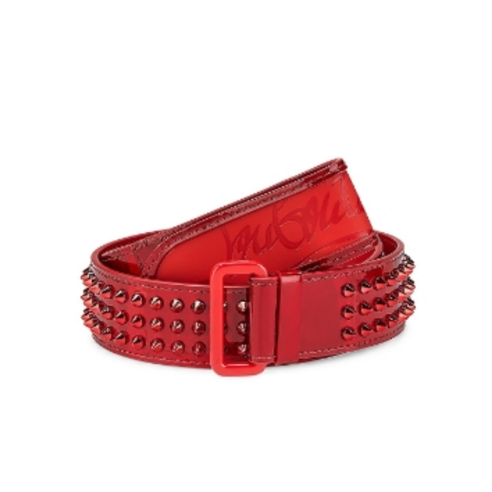 NWT$590 Louboutin Mens Loubi Sneaker Spiked Red Belt Sz 110cm, 44" - Picture 16 of 16